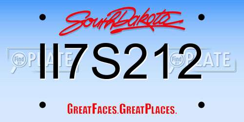 II7S212 South Dakota License Plate