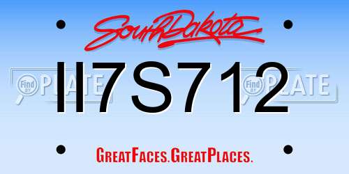 II7S712 South Dakota License Plate