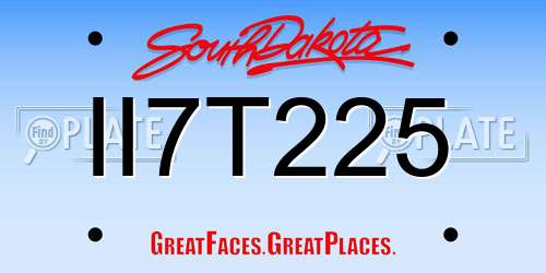 II7T225 South Dakota License Plate
