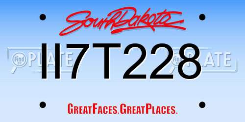 II7T228 South Dakota License Plate