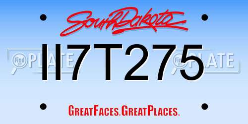 II7T275 South Dakota License Plate