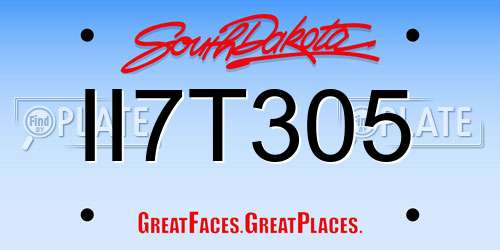II7T305 South Dakota License Plate