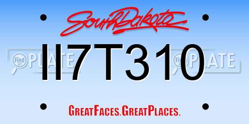 II7T310 South Dakota License Plate