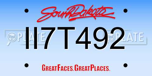 II7T492 South Dakota License Plate