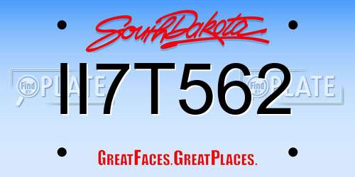 II7T562 South Dakota License Plate