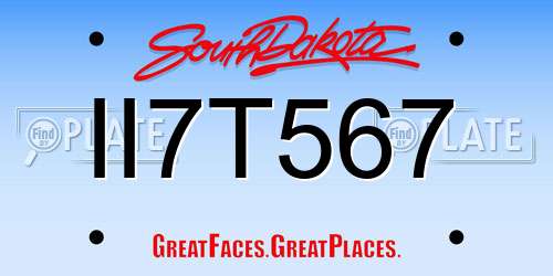 II7T567 South Dakota License Plate