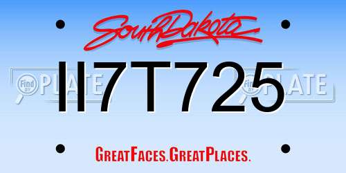 II7T725 South Dakota License Plate