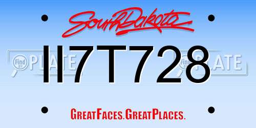 II7T728 South Dakota License Plate