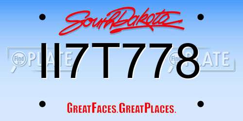 II7T778 South Dakota License Plate