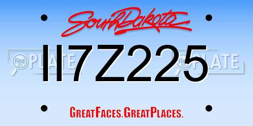 II7Z225 South Dakota License Plate