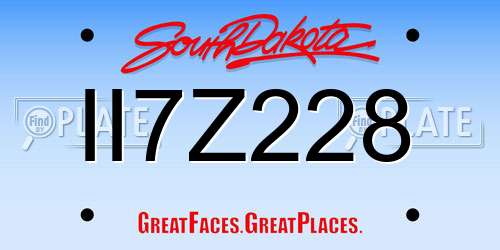 II7Z228 South Dakota License Plate