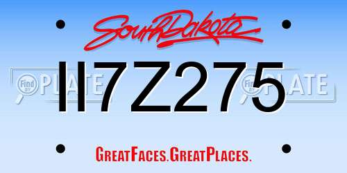 II7Z275 South Dakota License Plate