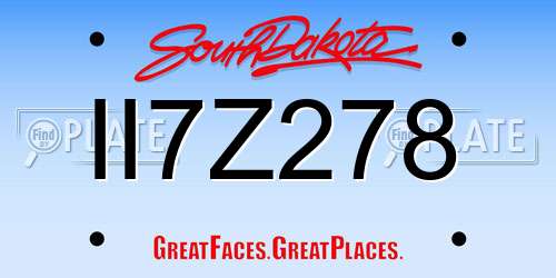 II7Z278 South Dakota License Plate