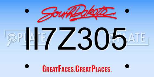 II7Z305 South Dakota License Plate