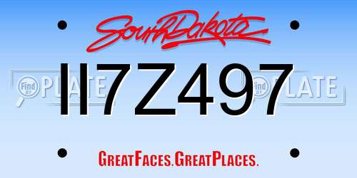 II7Z497 South Dakota License Plate