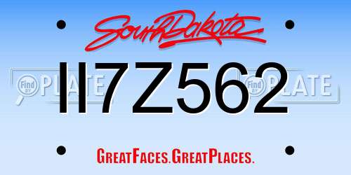 II7Z562 South Dakota License Plate