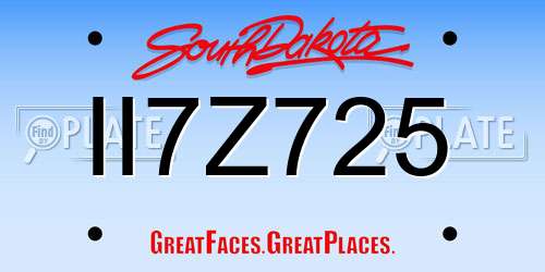 II7Z725 South Dakota License Plate