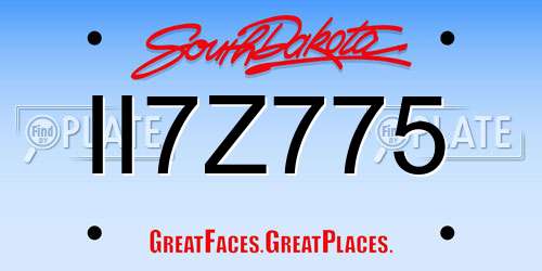 II7Z775 South Dakota License Plate