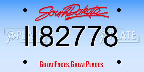 II82778 South Dakota License Plate