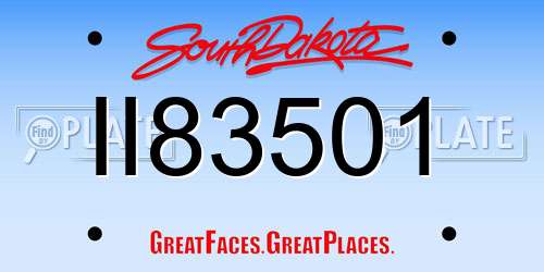 II83501 South Dakota License Plate