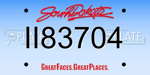 II83704 South Dakota License Plate