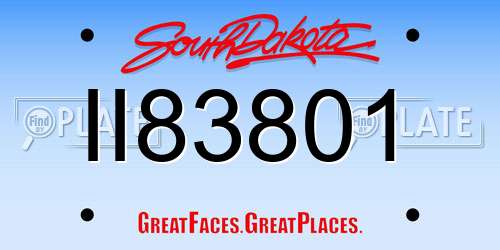 II83801 South Dakota License Plate