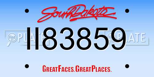 II83859 South Dakota License Plate