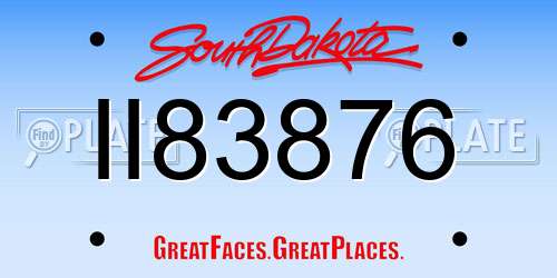 II83876 South Dakota License Plate