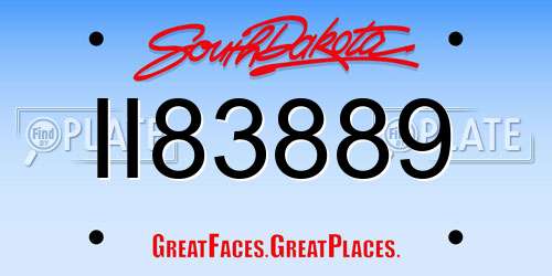 II83889 South Dakota License Plate