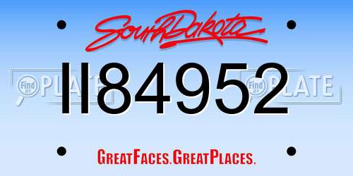 II84952 South Dakota License Plate