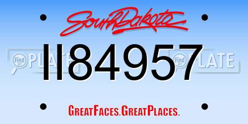 II84957 South Dakota License Plate