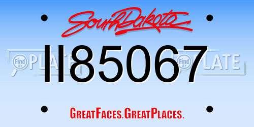 II85067 South Dakota License Plate