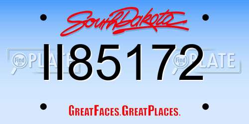 II85172 South Dakota License Plate