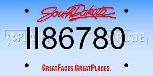 II86780 South Dakota License Plate