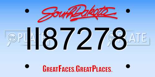 II87278 South Dakota License Plate