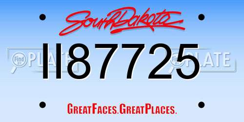II87725 South Dakota License Plate