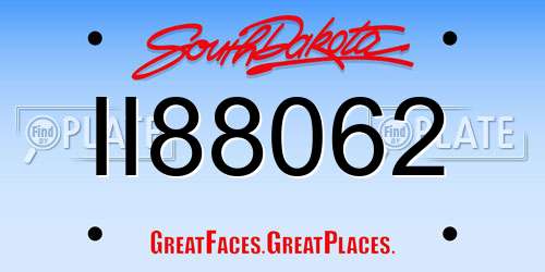 II88062 South Dakota License Plate