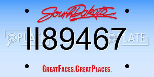 II89467 South Dakota License Plate