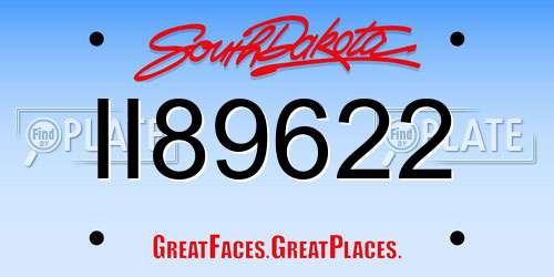 II89622 South Dakota License Plate