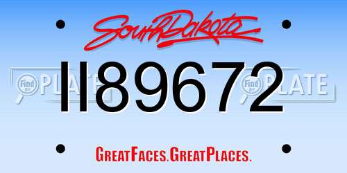 II89672 South Dakota License Plate