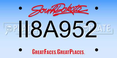 II8A952 South Dakota License Plate