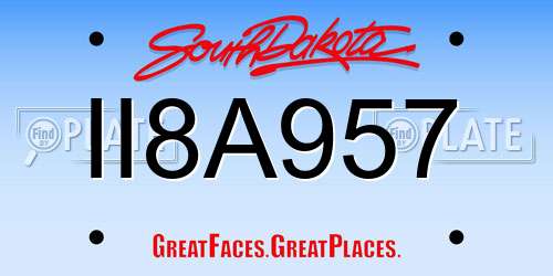 II8A957 South Dakota License Plate