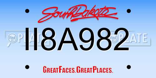 II8A982 South Dakota License Plate
