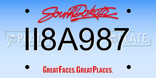 II8A987 South Dakota License Plate