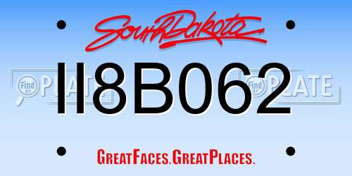 II8B062 South Dakota License Plate