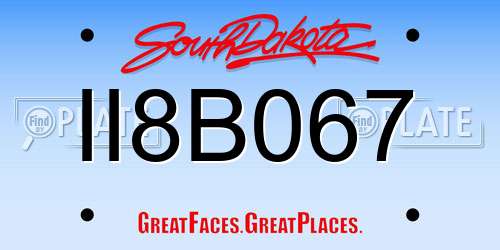 II8B067 South Dakota License Plate