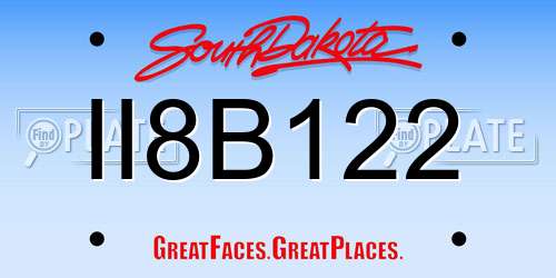 II8B122 South Dakota License Plate
