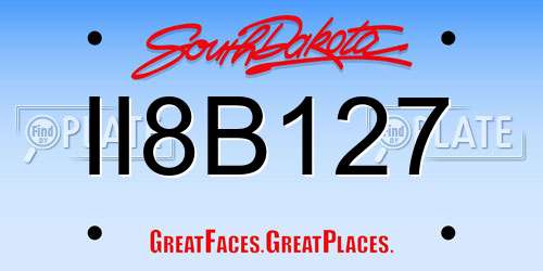 II8B127 South Dakota License Plate