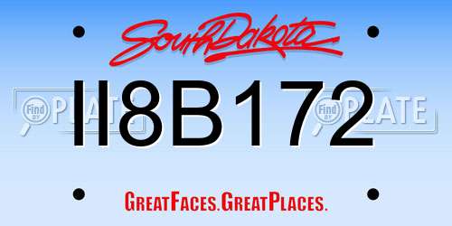 II8B172 South Dakota License Plate