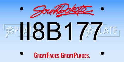 II8B177 South Dakota License Plate